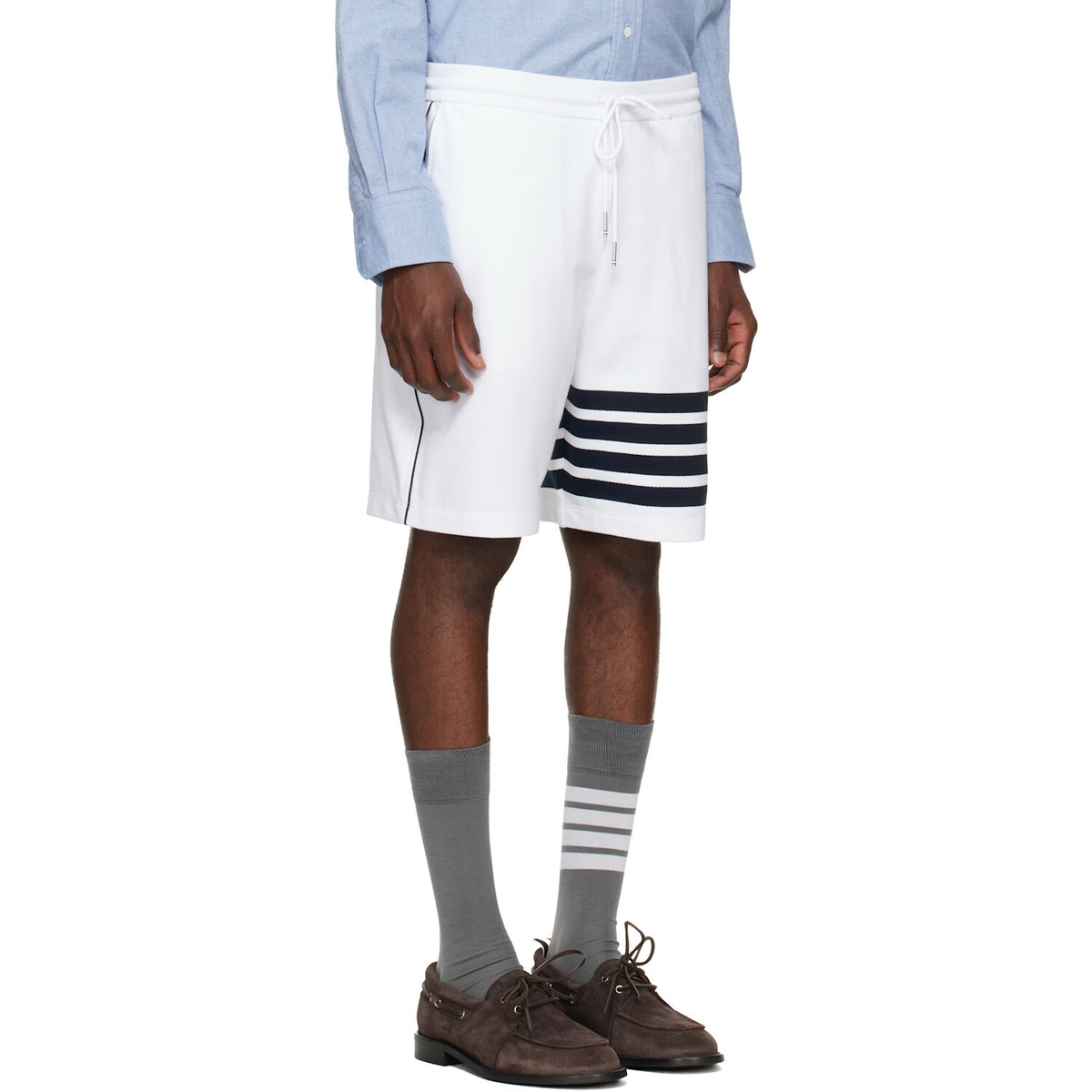 Thom Browne White Loopback 4-Bar Sweat Shorts