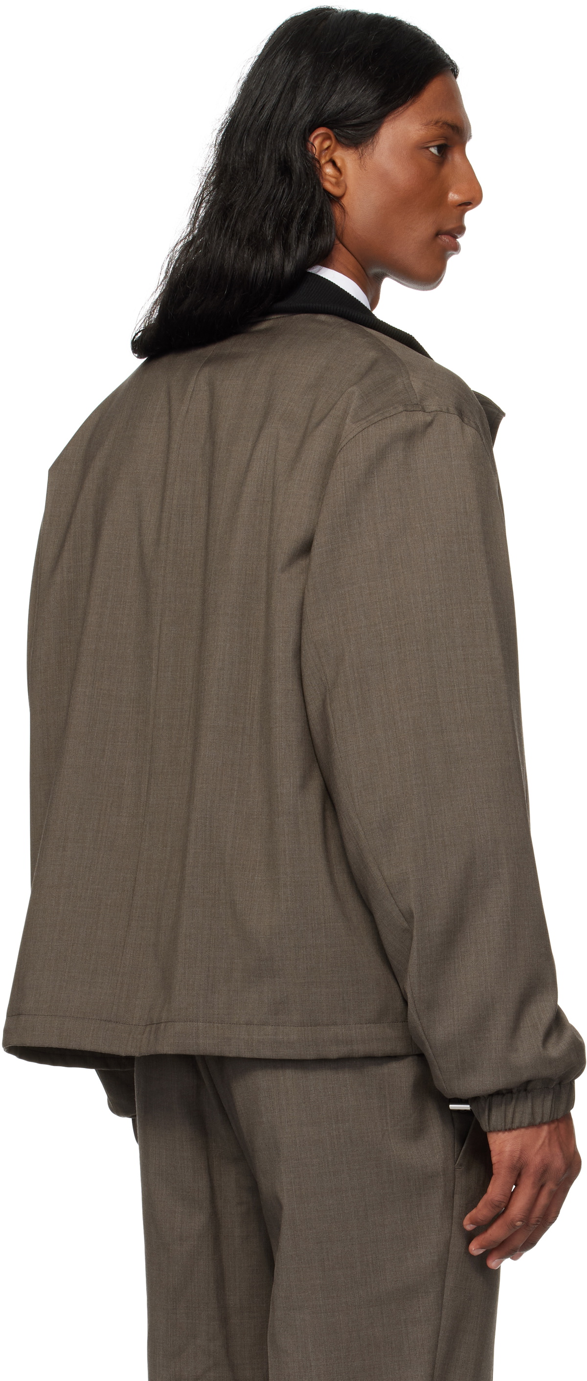 Helmut Lang Brown Relaxed Wool Bomber Jacket Helmut Lang