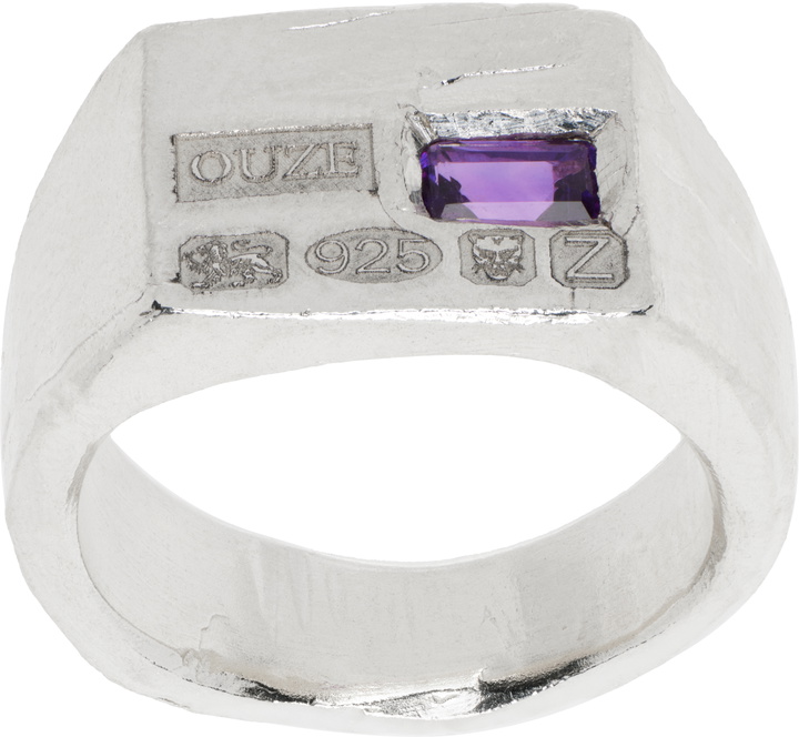 Photo: The Ouze SSENSE Exclusive Silver & Purple Hallmark Signet Ring