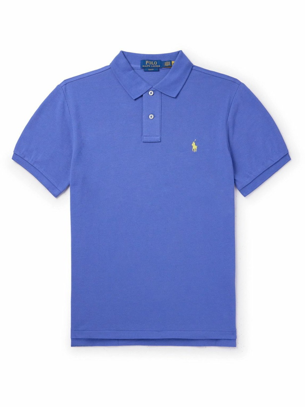 Photo: Polo Ralph Lauren - Slim-Fit Logo-Embroidered Cotton-Piqué Polo Shirt - Blue