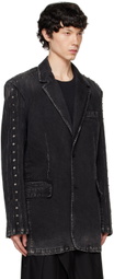 Feng Chen Wang Black Paneled Denim Blazer