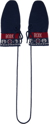 Bode Navy & Burgundy Sporting Jacquard Mittens