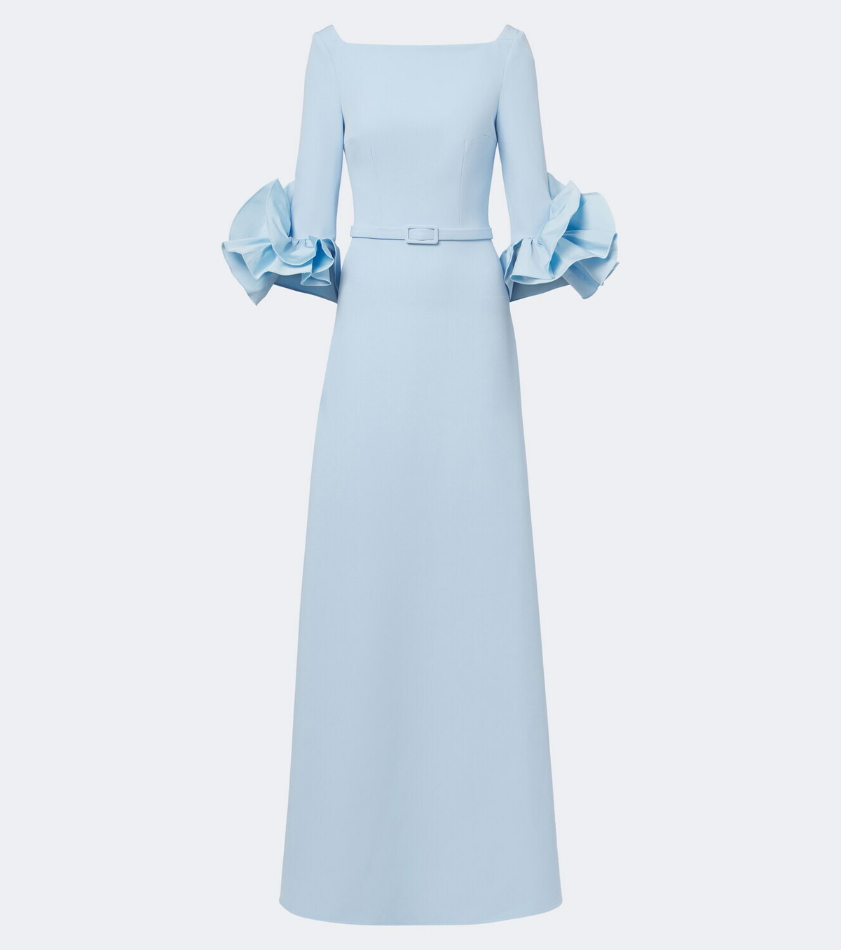 Safiyaa Belisa belted ruffled crêpe gown