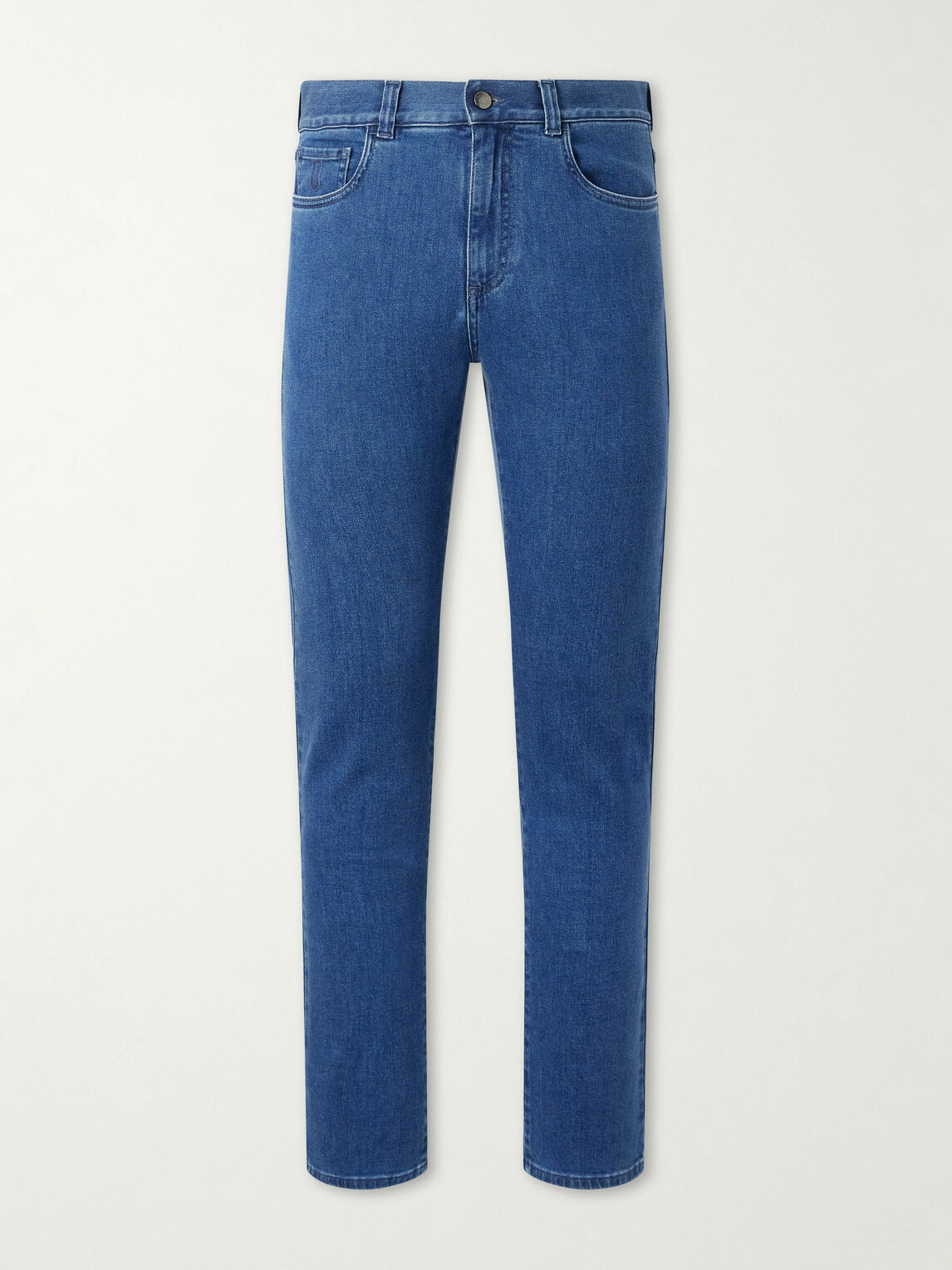 Canali - Straight-Leg Cotton and Cashmere-Blend Jeans - Blue