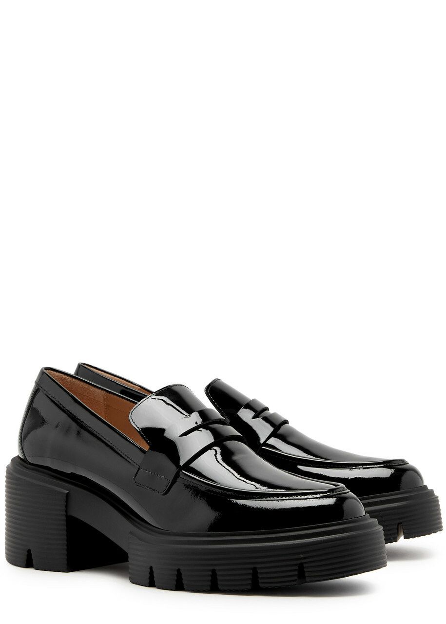 Stuart Weitzman Soho 75 Patent Leather Loafers Black