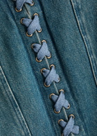Knwls Lace-up Cropped Denim Corset top Navy