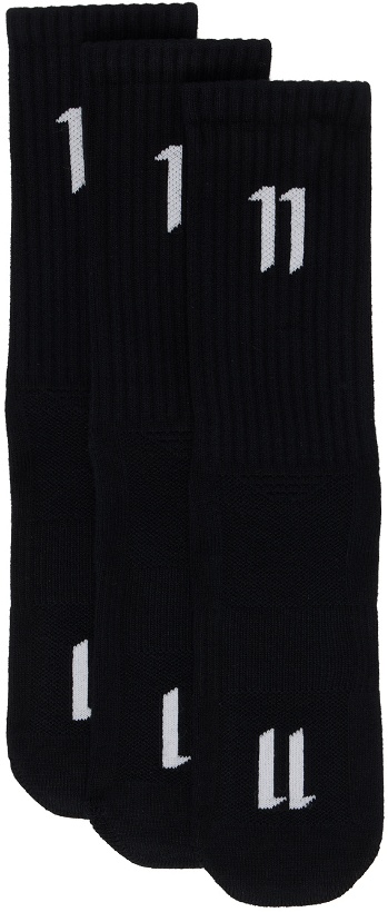 Photo: 11 by Boris Bidjan Saberi Three-Pack Black Logo Socks