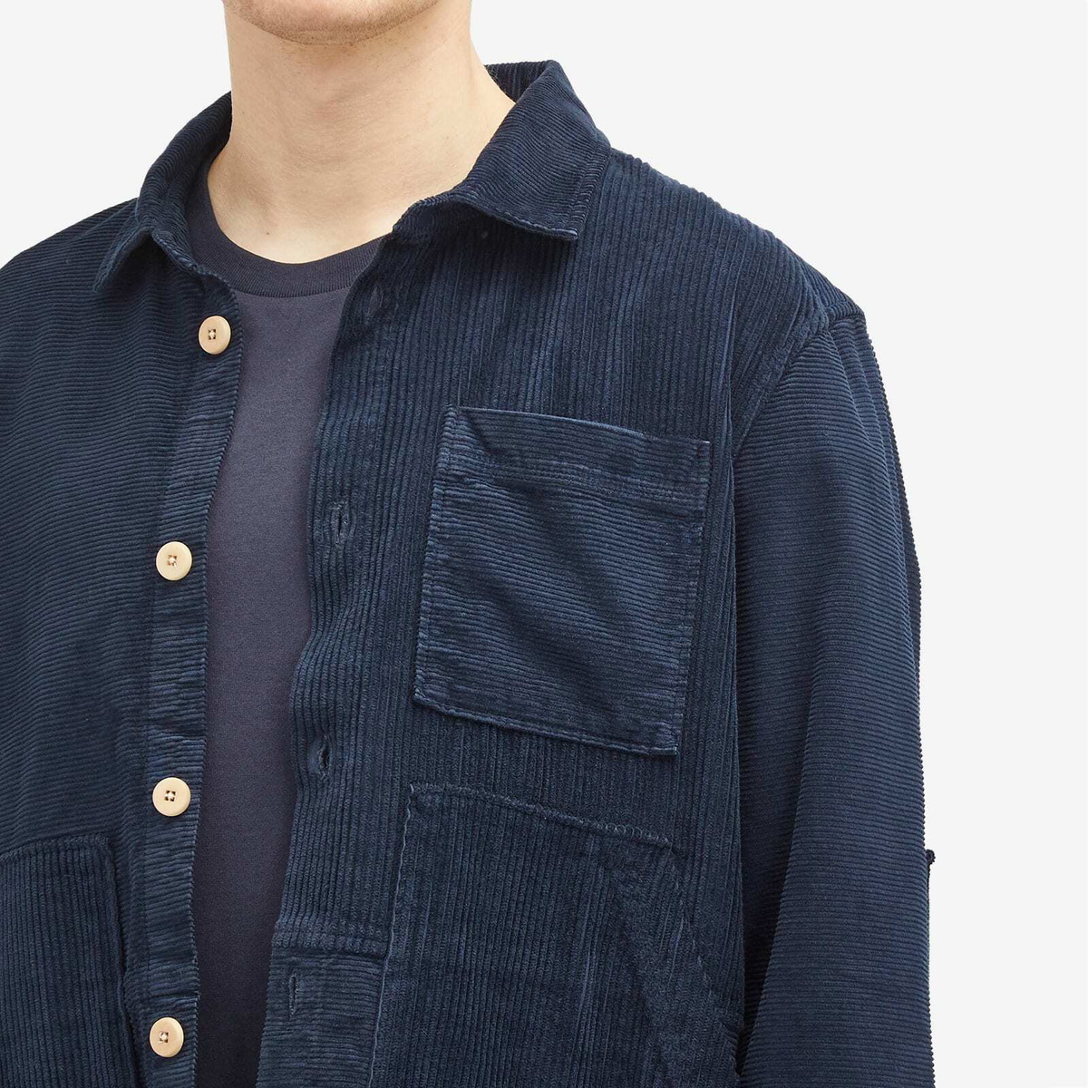 Folk Men's Worker Jacket in Navy Cord Mix Folk