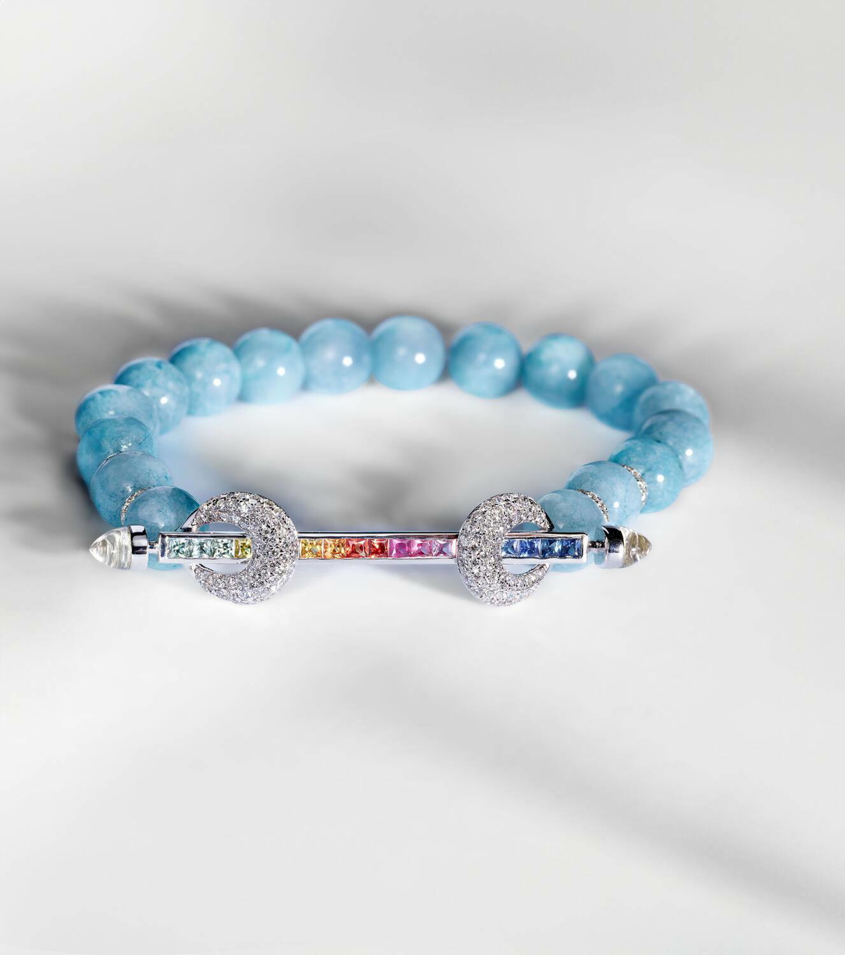 Ananya Chakra 18kt white gold bracelet with sapphires, diamonds, and gemstones