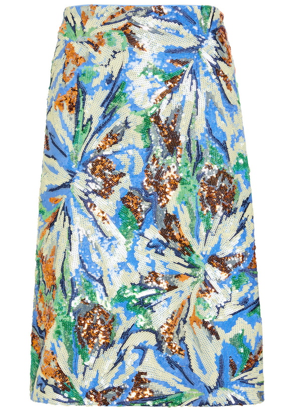 Photo: Rabanne Sequin-embellished Floral Midi Skirt Multicoloured