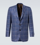Kiton Checked cashmere, wool, silk, and linen blazer