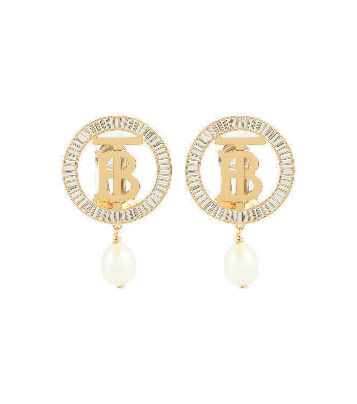 Burberry - TB gold-plated brass earrings with pearls Burberry