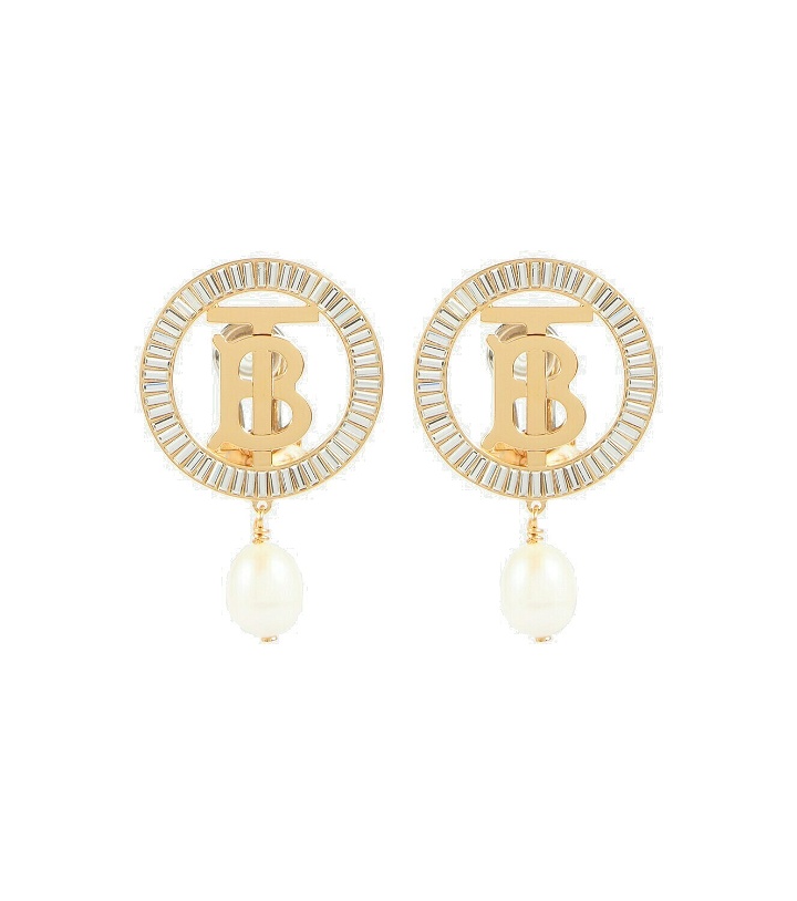 Photo: Burberry - TB gold-plated brass earrings with pearls