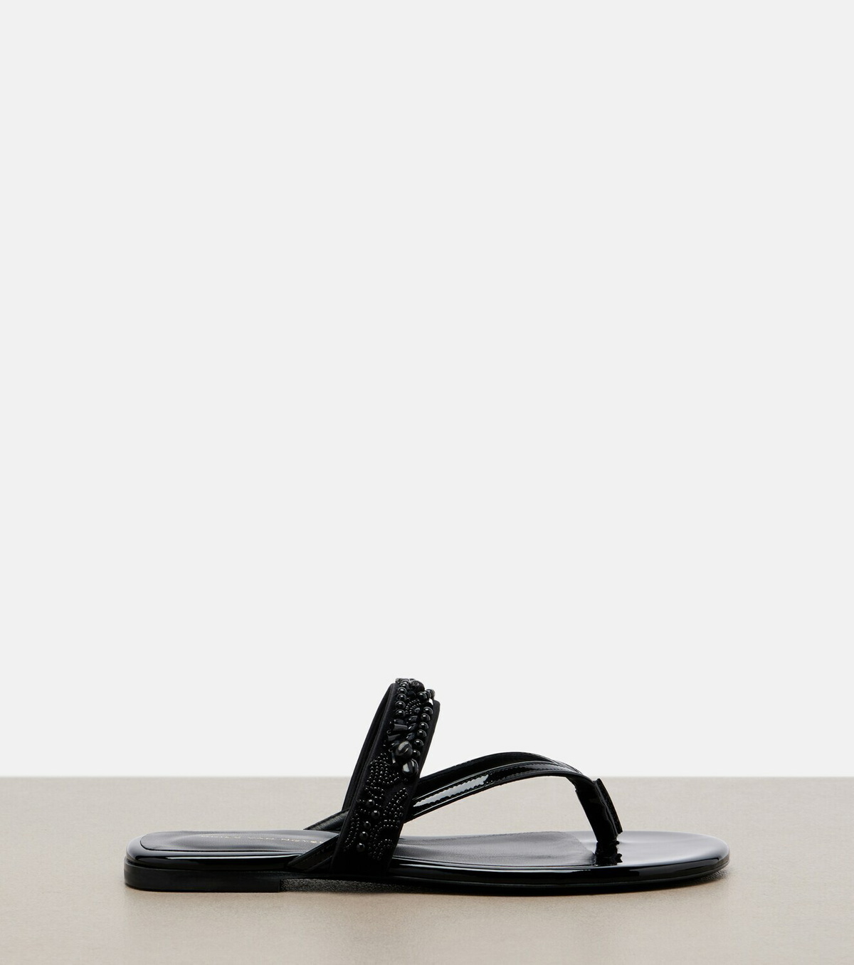 Dries Van Noten Embellished patent leather thong sandals