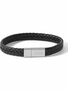 Paul Smith - Logo-Engraved Braided Leather and Silver-Tone Bracelet