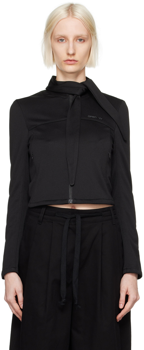 【OPEN YY】24FW TIE ZIP TRAINING JACKET, BLACK OPEN YY Black Tie Zip Training Jacket OPEN YY
