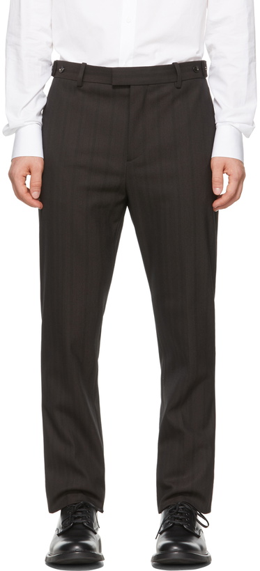 Photo: Bottega Veneta Brown Herringbone Stripe Trousers