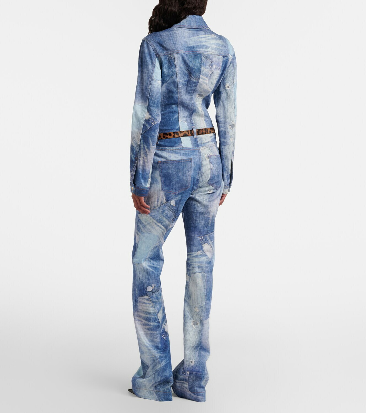 Roberto Cavalli Printed trompe l’œil denim jumpsuit
