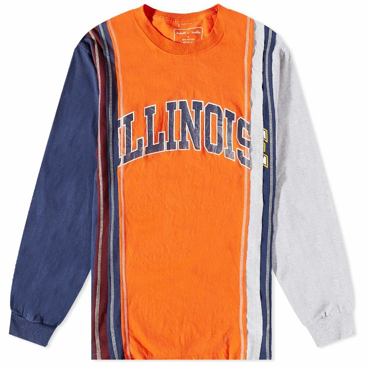 Photo: Needles Men's 7 Cuts Long Sleeve College T-Shirt in Multi