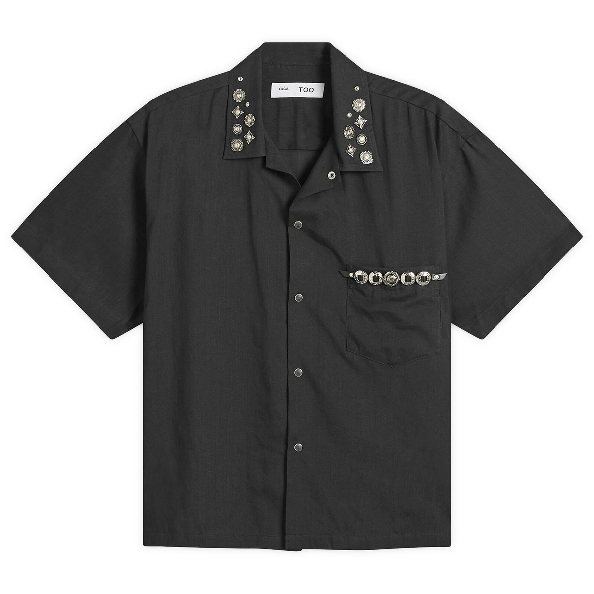 TOGA ARCHIVES Women's TOGA Plain Weave Metal Short Sleeve Shirt in Black