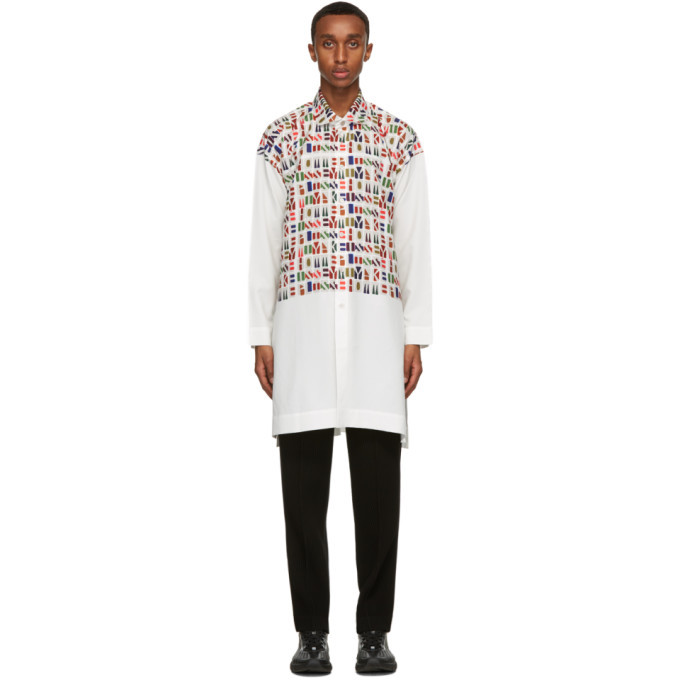 Photo: Homme Plisse Issey Miyake White Press Print Shirt