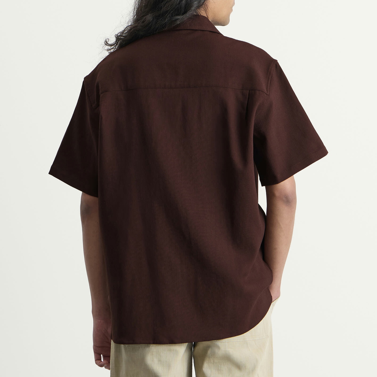 Drôle de Monsieur Men's Viscose Pocket Shirt in Brown