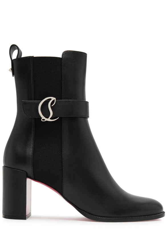 Photo: Christian Louboutin CL Chelsea Booty 70 Leather Ankle Boots Black