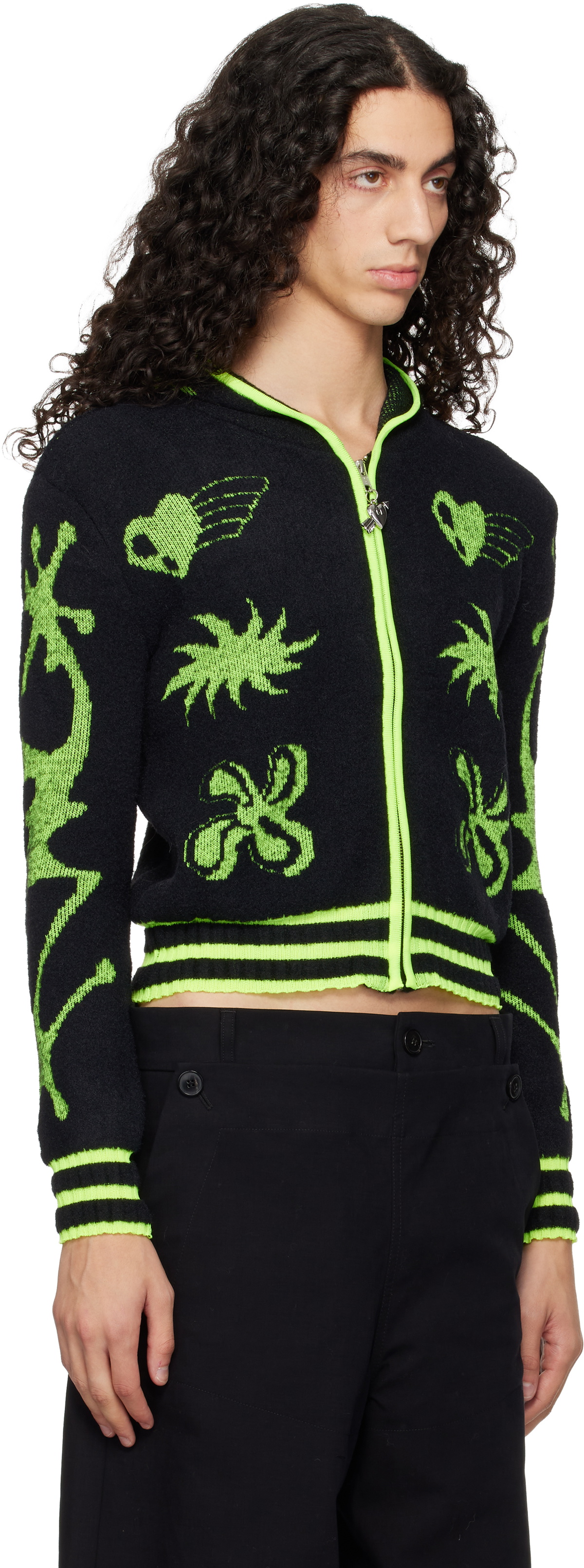 Chopova Lowena Black Neon Cartoon Hoodie