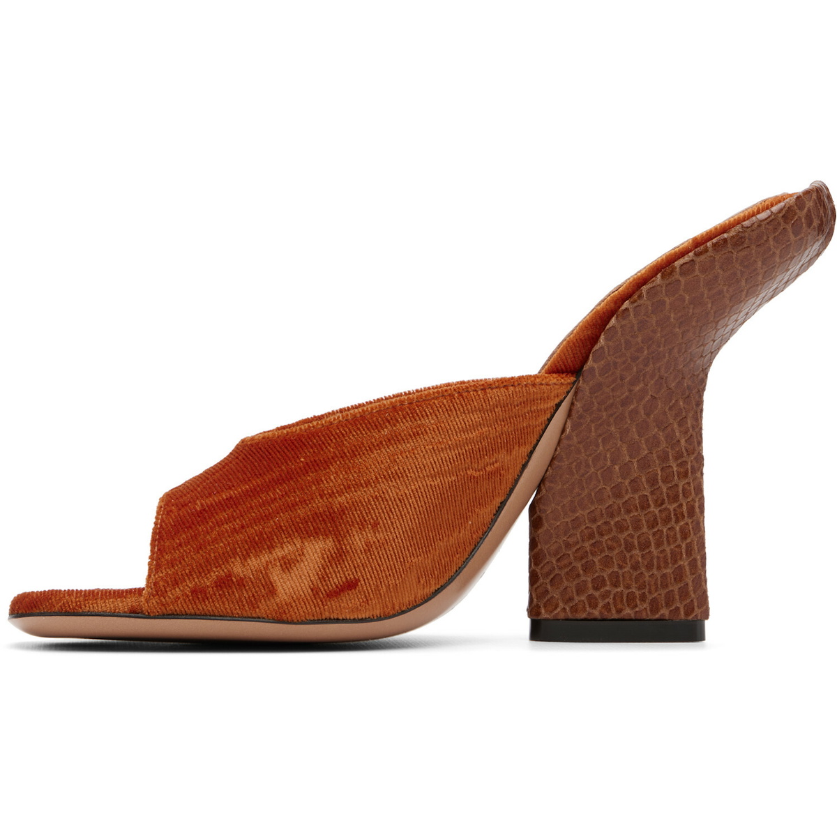 Dries Van Noten Orange Velvet Heeled Sandals