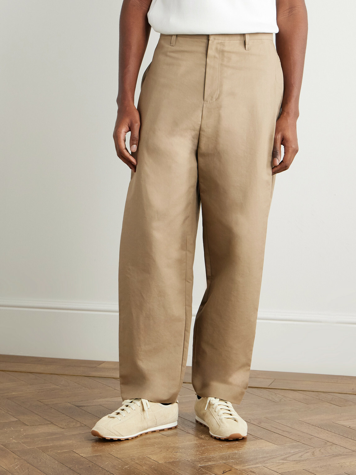 Amomento - Tapered Pleated Cotton Trousers - Neutrals