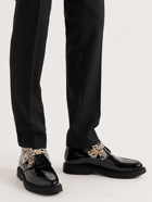 SAINT LAURENT - Anthony Patent-Leather and Leopard-Print Calf Hair Boots - Black