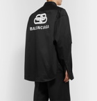 Balenciaga - Oversized Logo-Appliquéd Cotton-Blend Twill Shirt - Black