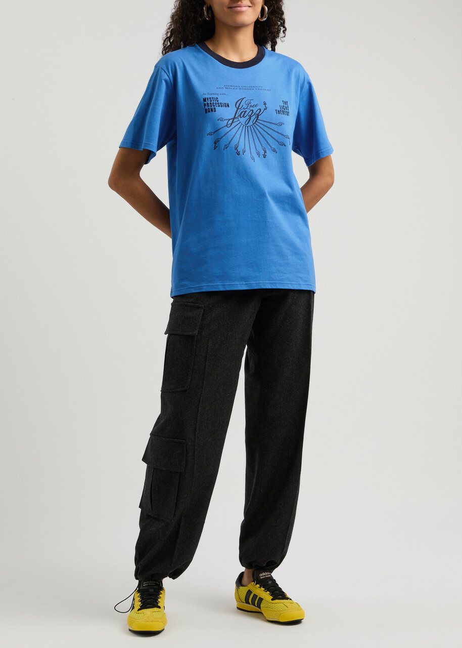 Wales Bonner Saturn Printed Cotton T-shirt Blue Wales Bonner
