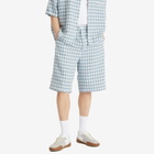 Nahmias Men's Plaid Pleated Shorts in Steel Blue Plaid