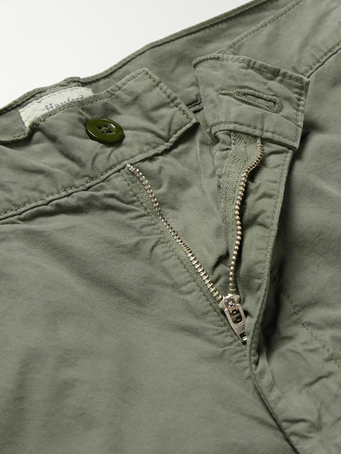 Hartford - Tapered Cotton-Drill Cargo Trousers - Green