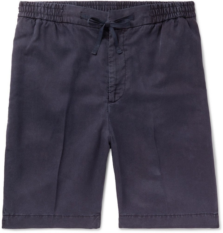 Photo: Officine Generale - Garment-Dyed Lyocell Drawstring Shorts - Navy