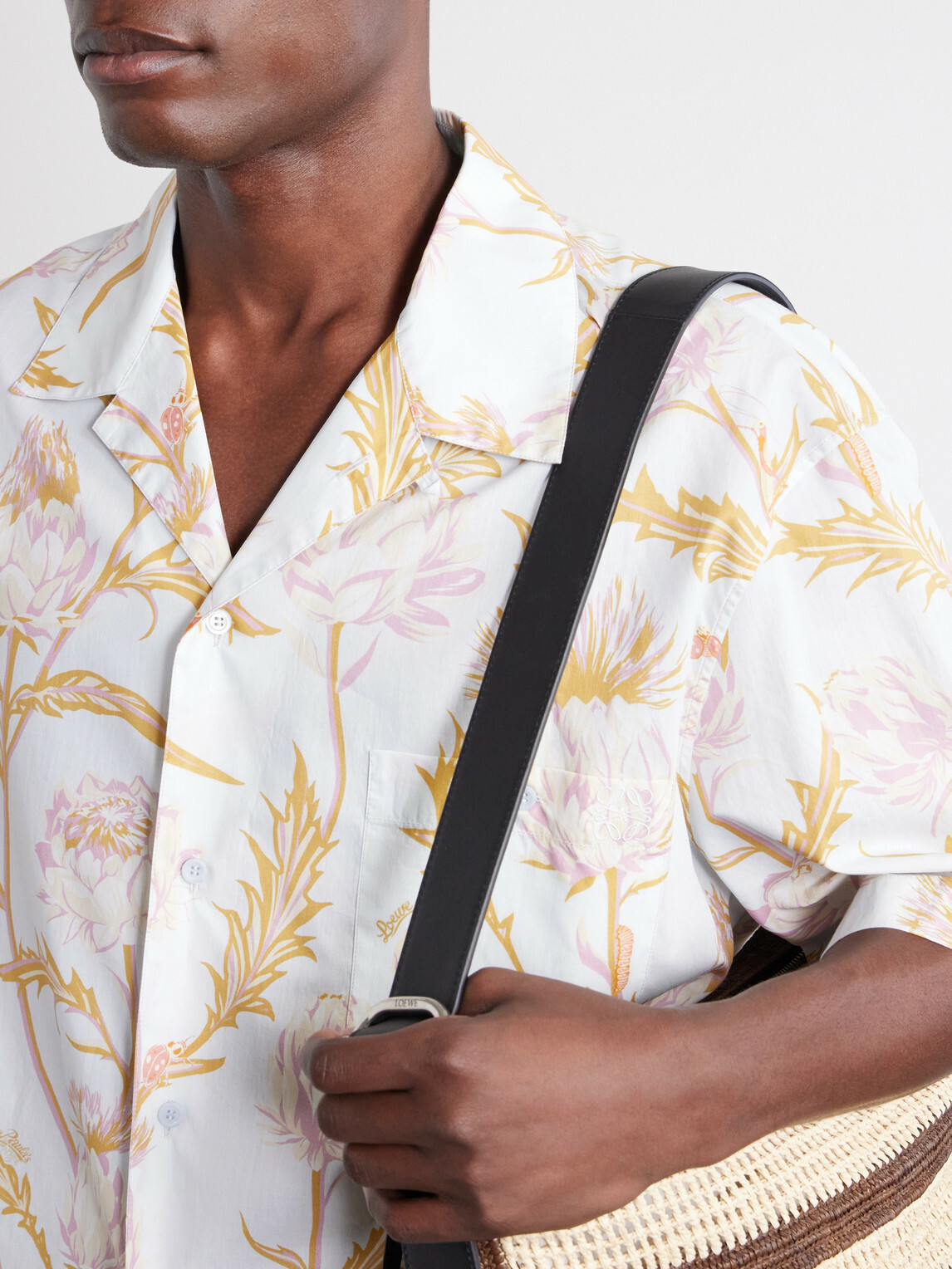LOEWE - Paula's Ibiza Anagram-Embroidered Camp-Collar Printed Cotton Shirt - Blue