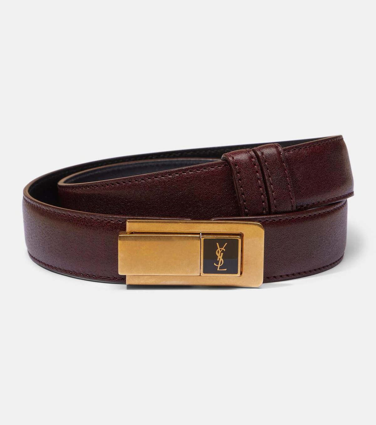 SAINT LAURENT Leather belt with Monogram ベルト レザー Saint Laurent monogram-logo Wide Leather Belt | Black | FARFETCH