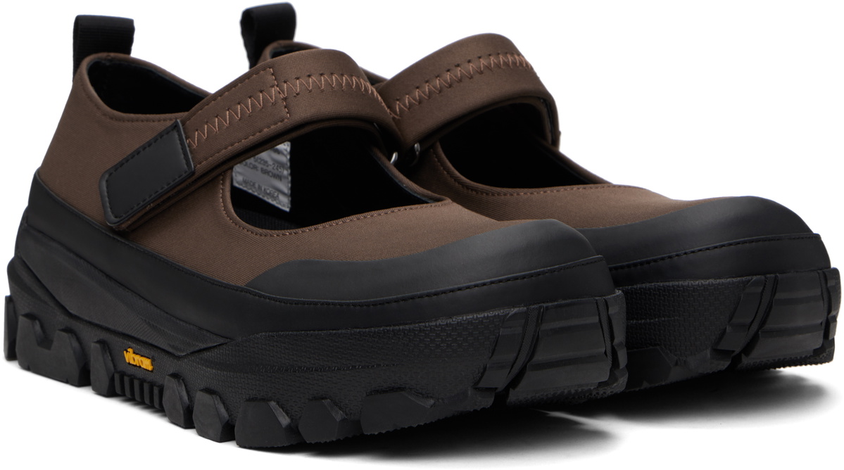 AMOMENTO Brown & Black Vibram Mary Jane Ballerina Flats