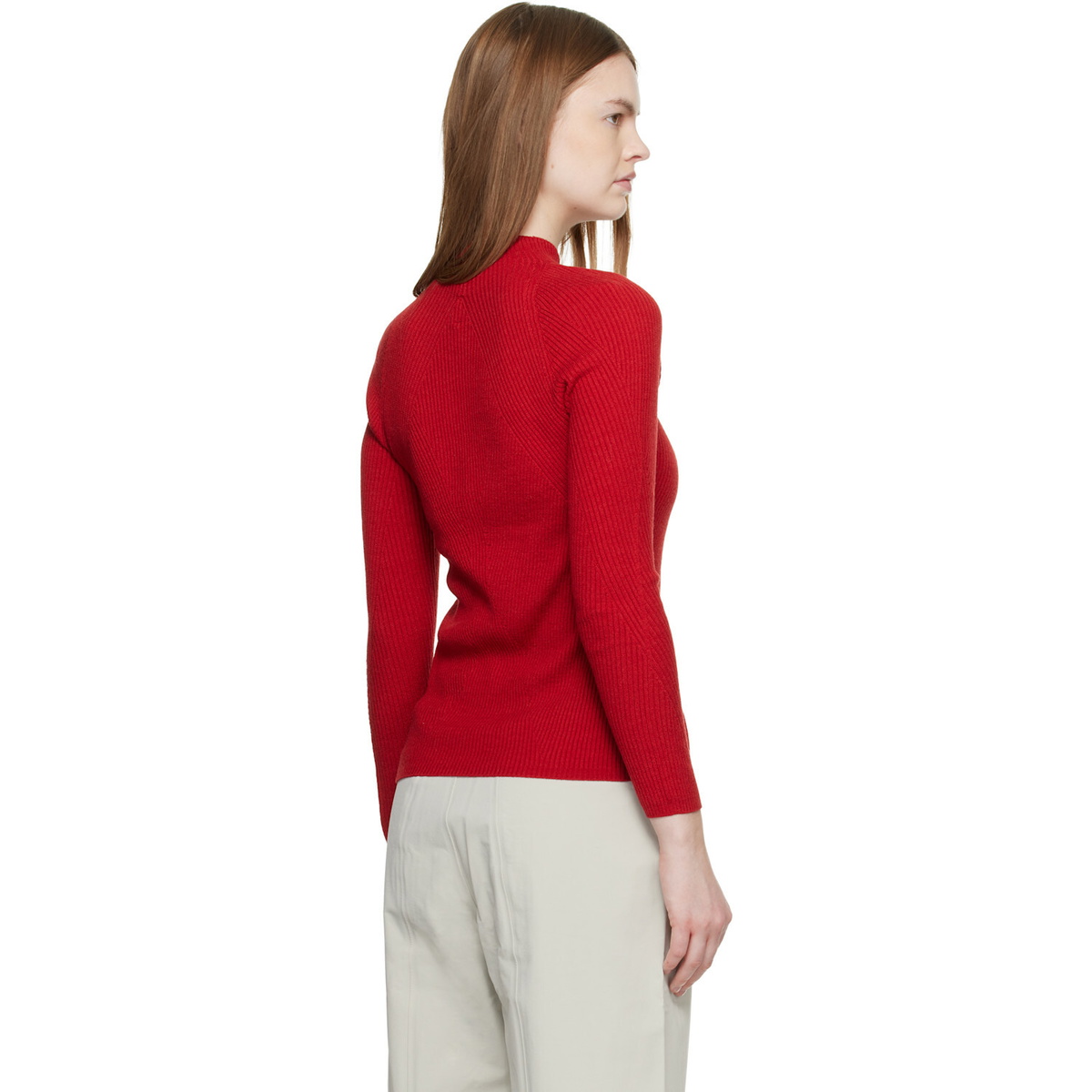 Veilance Red Conic Wool Midlayer Sweater