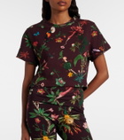 La DoubleJ La Scala feather-trimmed printed cotton T-shirt