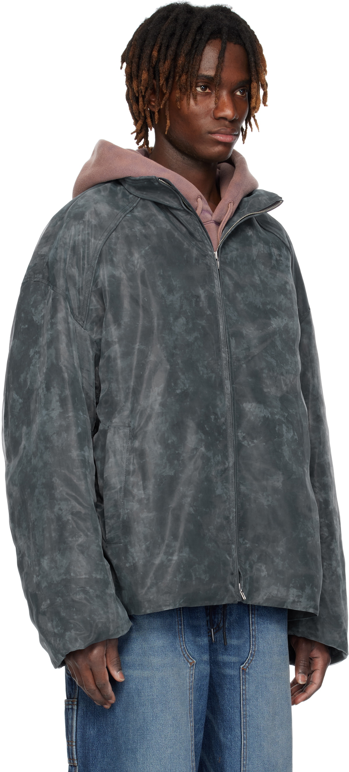 Juun.J Gray Organza Padded Jacket