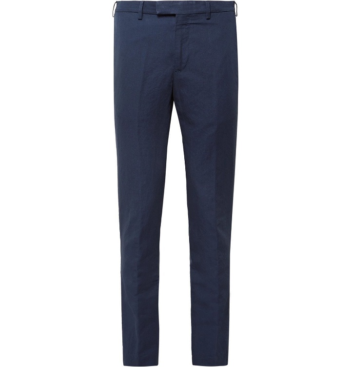Photo: SALLE PRIVÉE - Navy Gehry Slim-Fit Cotton and Linen-Blend Suit Trousers - Blue