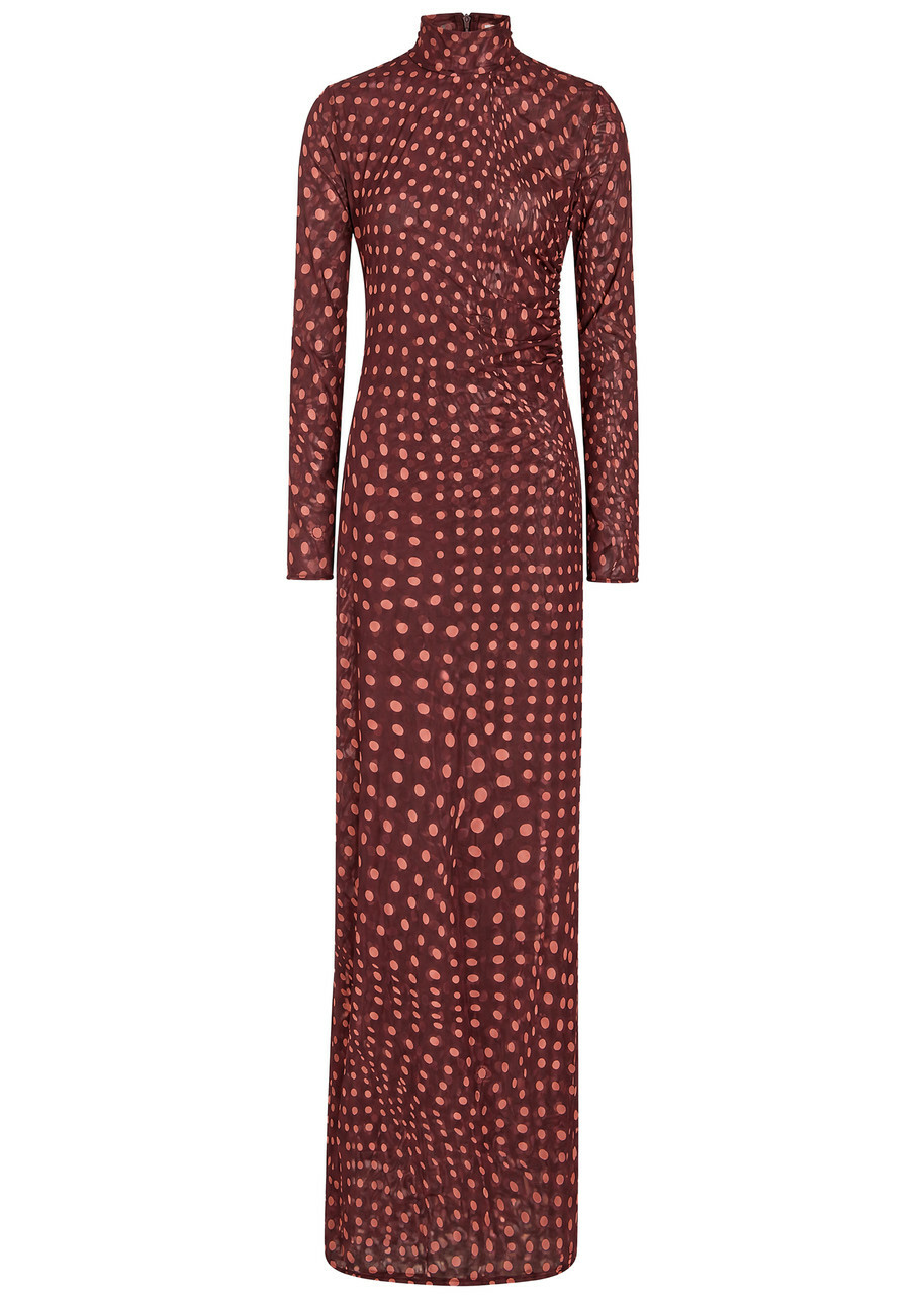 Stella Mccartney Polka dot Mesh Maxi Dress Burgundy