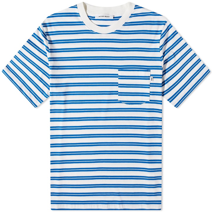 Photo: Wood Wood Men's Bobby Striped T-Shirt in Bright Blue