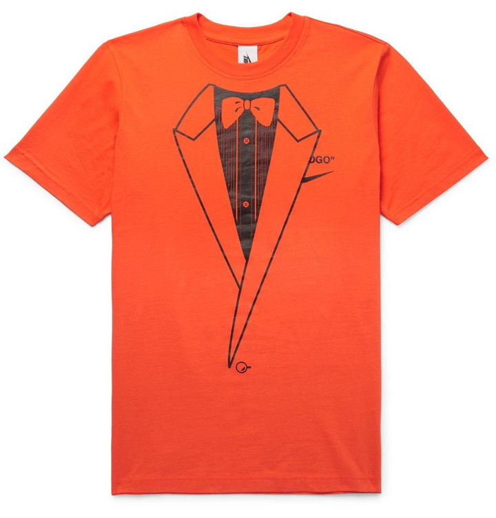 Photo: Nike - Off-White Printed Cotton-Jersey T-Shirt - Men - Orange
