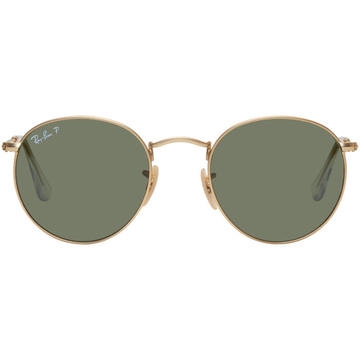 Photo: Ray-Ban Gold and Green Round Metal Sunglasses