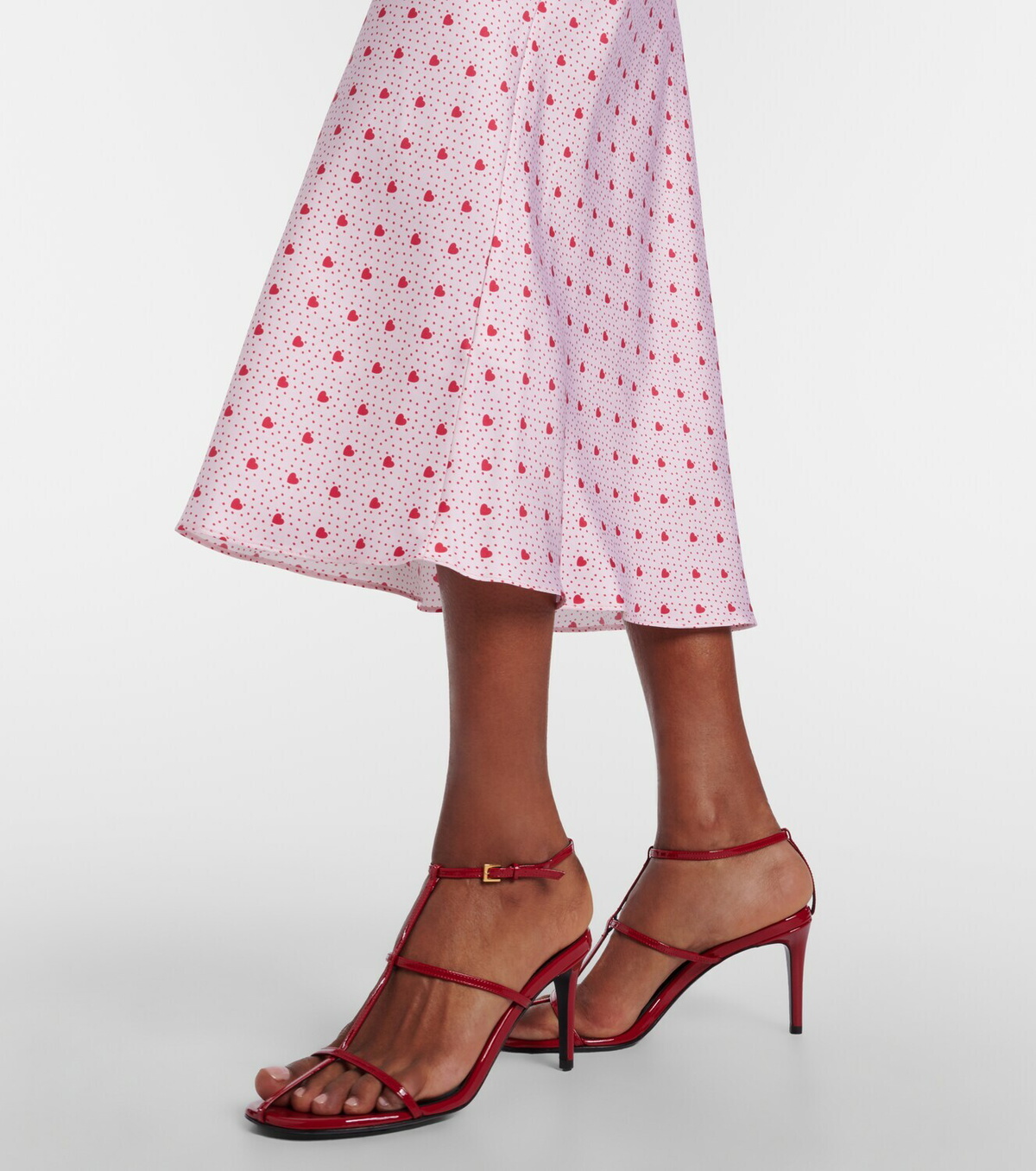 Rodarte Floral-appliqué printed silk slip dress