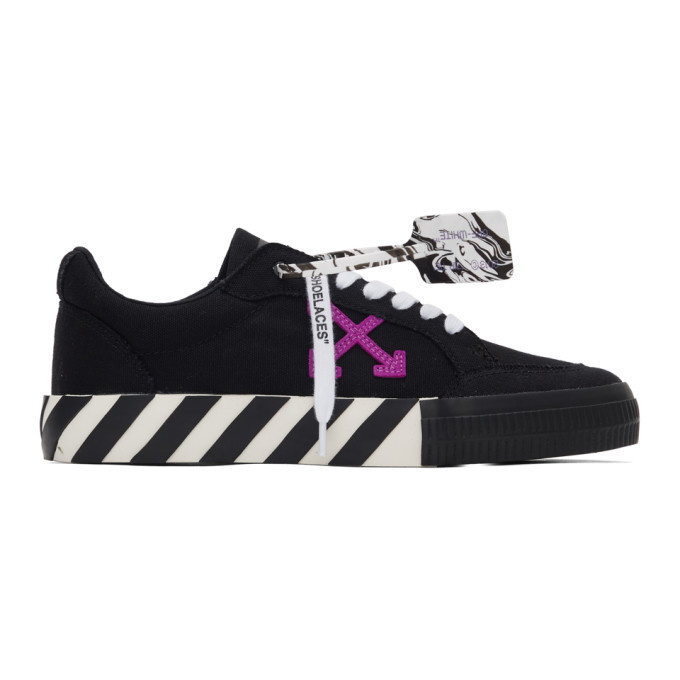 Photo: Off-White Black and Purple Low Vulcanized Sneakers