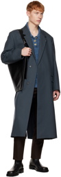 Jil Sander Blue Notched Coat